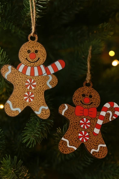 Beysüs Yılbaşı Çam Ağacı Süsü Lüks Atkılı Ginger İkili - 2