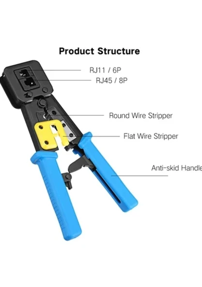RJ45 RJ11 RJ12 EZ45 CAT5 CAT6 YENİ NESİL KONNEKTÖR KOLAY SIKMA PENSESİ - Resim 4