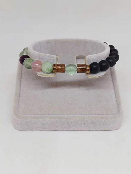 Florit & Oniks Taşı 8mm Unisex Tasarım Bileklik Hawaii Model (4701) - Resim 2