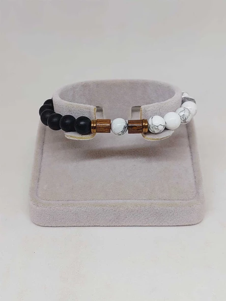 Havlit & Oniks Taşı 8mm Unisex Tasarım Bileklik Hawaii Model (1847) - Resim 2