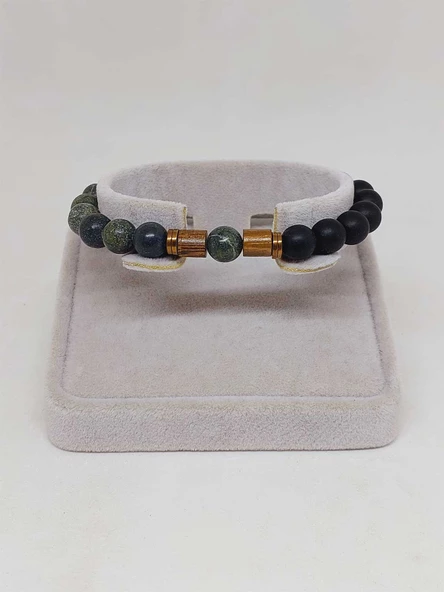 Serpantin & Oniks Taşı 8mm Unisex Tasarım Bileklik Hawaii Model (9766) - Resim 2