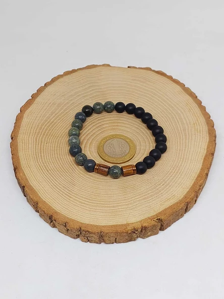 Serpantin & Oniks Taşı 8mm Unisex Tasarım Bileklik Hawaii Model (9766) - Resim 5