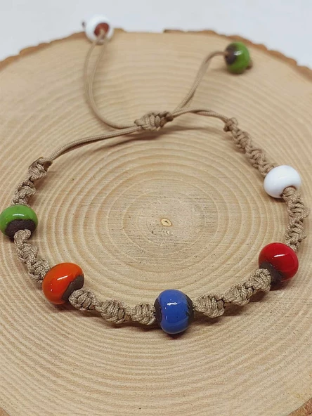 Seramik Boncuklu Renkli Makromeli Bileklik (54434) - Resim 4