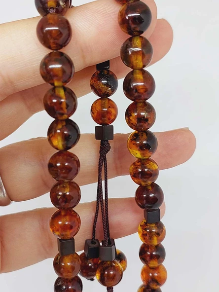 Kehribar Taşı Koyu Renk Tesbih 33'Lük 8mm (23470) - Resim 3