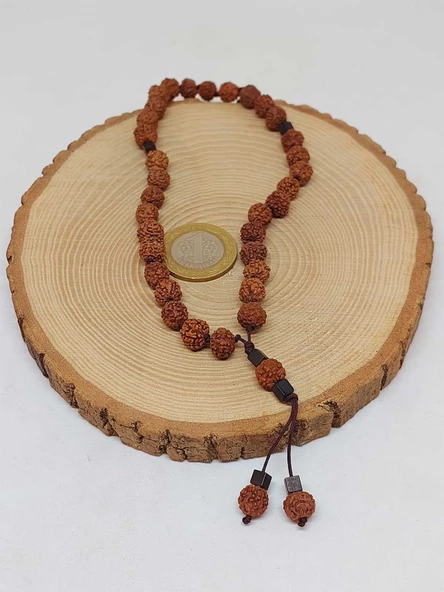 Rudraksha Tohum Düğümlü 33lük Tesbih (1758) - Resim 4