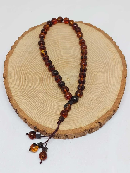 Kehribar Taşı Koyu Renk Tesbih 33'Lük 8mm (23470) - Resim 4