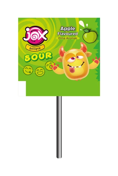 Flat Kabartmalı Yüz Ifadeli Elma,limon,şeftali,vişne Aromalı Ekşili Yassı Lolipop 6,2 Grx150 - 2