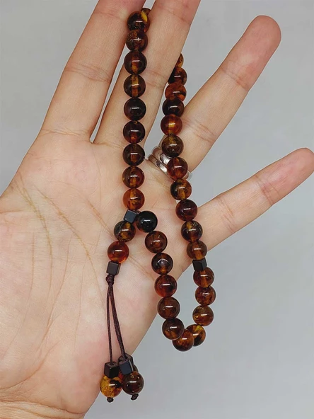 Kehribar Taşı Koyu Renk Tesbih 33'Lük 8mm (23470)
