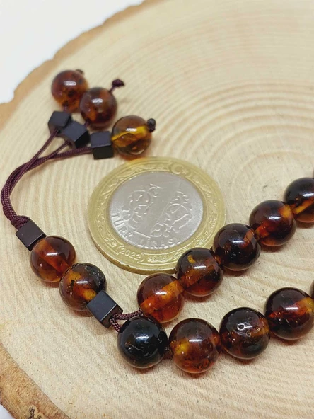 Kehribar Taşı Koyu Renk Tesbih 33'Lük 8mm (23470) - Resim 2