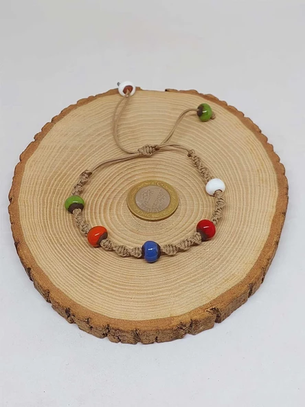 Seramik Boncuklu Renkli Makromeli Bileklik (54434) - Resim 3