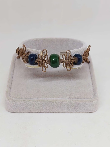 Seramik Boncuklu & Hematit Taşlı Makromeli Bileklik (54436) ürün görseli