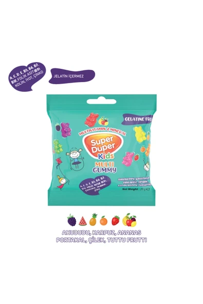 Super Duper Multivitamin ve Mineralli Jelibon (Kids Multi Gummy) 20gr x 40 adet - 2