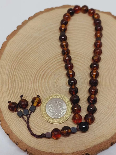 Kehribar Taşı Koyu Renk Tesbih 33'Lük 8mm (23470) - Resim 5