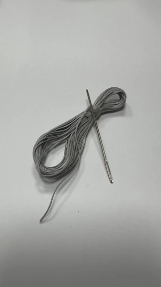 Direksiyon Kılıfı Dikmek İçin Mumlu İP Ve iğne 5 Metre GRİ - Resim 2