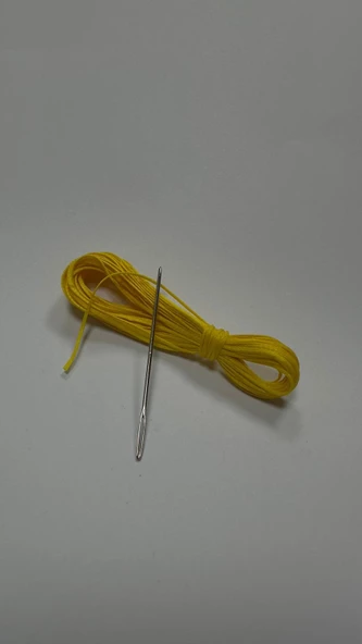 Direksiyon Kılıfı Dikmek İçin Mumlu İP Ve iğne 5 Metre SARI - Resim 3