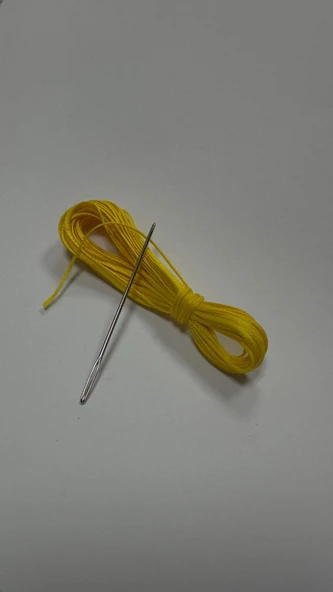 Direksiyon Kılıfı Dikmek İçin Mumlu İP Ve iğne 5 Metre SARI ürün görseli