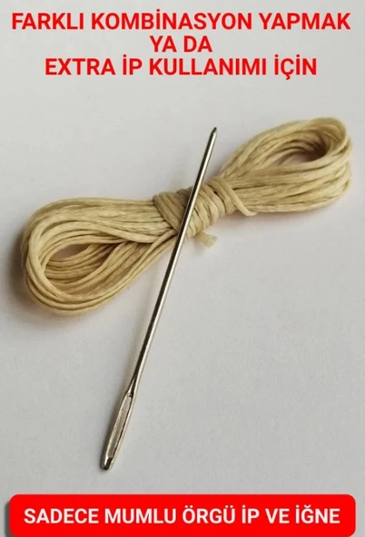 Direksiyon Kılıfı Dikmek İçin Mumlu İP Ve İĞNE 5 Metre KREM - Resim 2