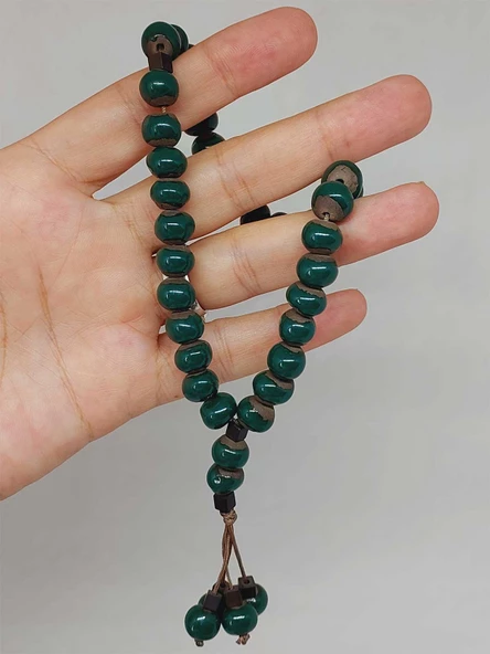 Anadolu Toprağı Serisi 33’Lük Yeşil Renk Seramik Boncuk Tesbih 8-9mm (54300) - Resim 2