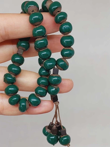 Anadolu Toprağı Serisi 33’Lük Yeşil Renk Seramik Boncuk Tesbih 8-9mm (54300) - Resim 6