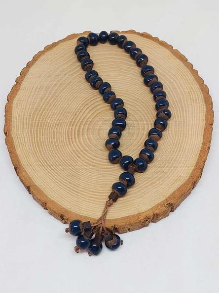 Anadolu Toprağı Serisi 33’Lük Lacivert Renk Seramik Boncuk Tesbih 8-9mm (54294) - Resim 4