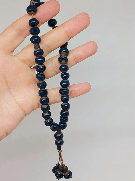 Anadolu Toprağı Serisi 33’Lük Lacivert Renk Seramik Boncuk Tesbih 8-9mm (54294) - Resim 2