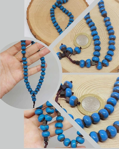 Anadolu Toprağı Serisi 33’Lük Mavi Renk Seramik Boncuk Tesbih 8-9mm (54274) ürün görseli