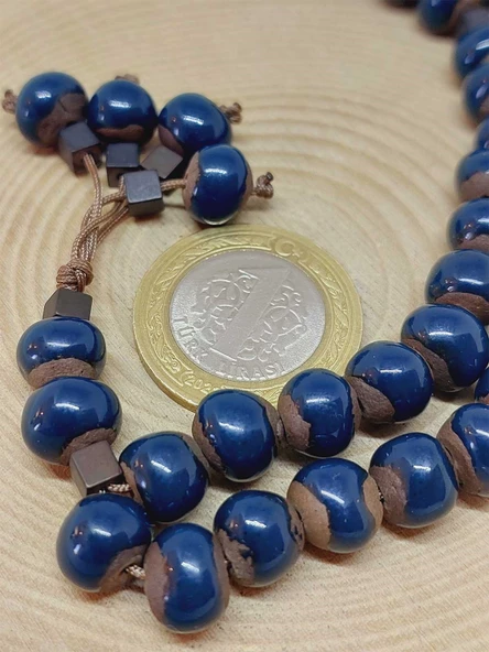 Anadolu Toprağı Serisi 33’Lük Lacivert Renk Seramik Boncuk Tesbih 8-9mm (54294) - Resim 3