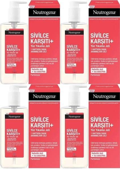 Neutrogena Düzensiz Cilt Tipleri için Yüz Yıkama Jeli 200ML (4 Lü Set)
