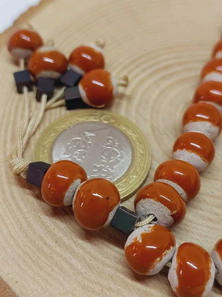 Anadolu Toprağı Serisi 33’Lük Taba Renk Seramik Boncuk Tesbih 8-9mm (54296) - Resim 3