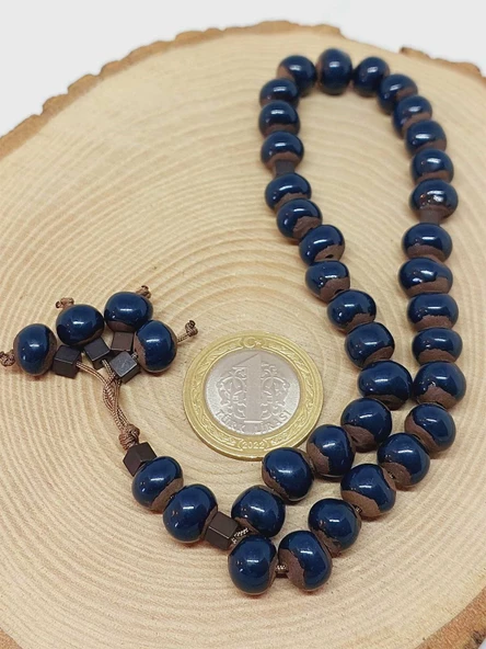 Anadolu Toprağı Serisi 33’Lük Lacivert Renk Seramik Boncuk Tesbih 8-9mm (54294) - Resim 6