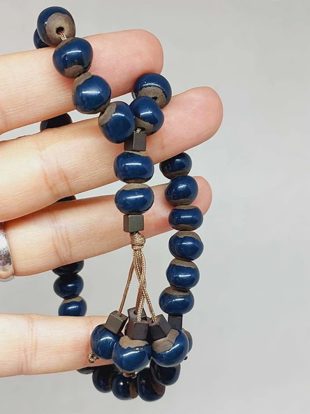 Anadolu Toprağı Serisi 33’Lük Lacivert Renk Seramik Boncuk Tesbih 8-9mm (54294) - Resim 5