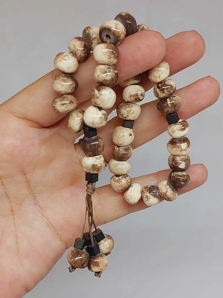 Anadolu Toprağı Serisi 33’Lük Kahverengi Renk Seramik Boncuk Tesbih 8-9mm (54308) - Resim 5