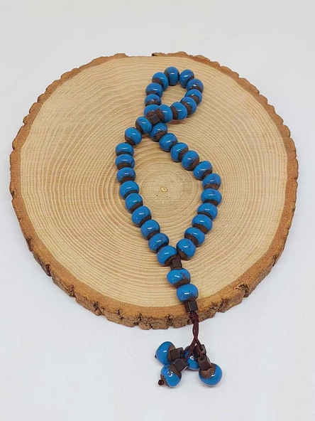 Anadolu Toprağı Serisi 33’Lük Mavi Renk Seramik Boncuk Tesbih 8-9mm (54274) - Resim 4