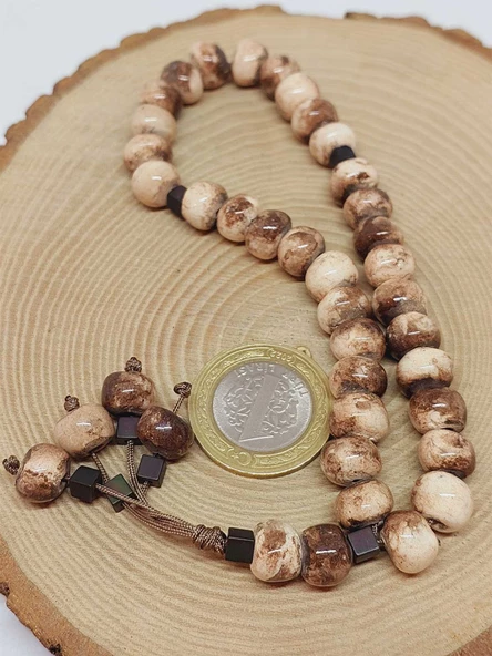 Anadolu Toprağı Serisi 33’Lük Kahverengi Renk Seramik Boncuk Tesbih 8-9mm (54308) - Resim 6