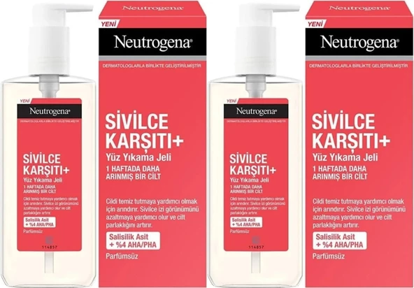 Neutrogena Düzensiz Cilt Tipleri için Yüz Yıkama Jeli 200ML (2 Li Set)