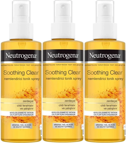 Neutrogena Soothing Clear Yüz Bakım Nemlendirici Tonik Spreyi 125ML (3 Lü Set)