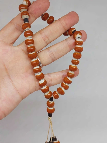 Anadolu Toprağı Serisi 33’Lük Taba Renk Seramik Boncuk Tesbih 8-9mm (54296) - Resim 2