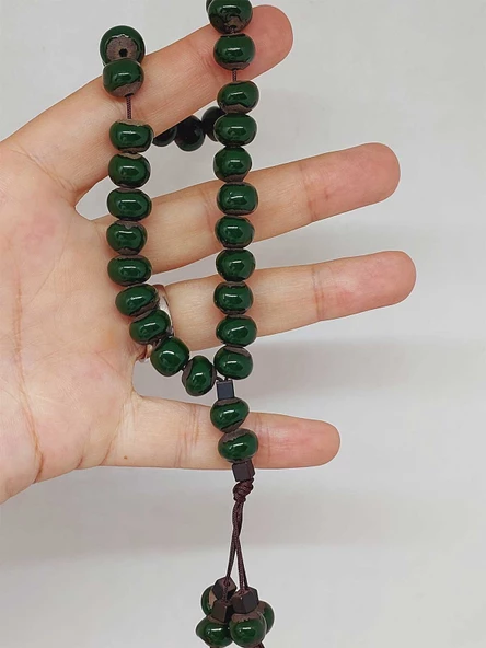 Anadolu Toprağı Serisi 33’Lük Yeşil Renk Seramik Boncuk Tesbih 8-9mm (54268) - 2