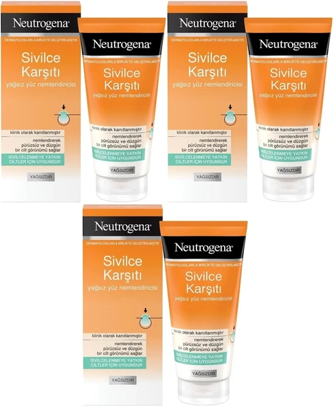 Neutrogena Sivilce Karşıtı Yağsız Yüz Nemlendiricisi 50ML (3 Lü Set)