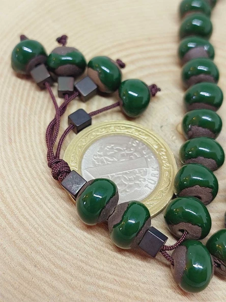 Anadolu Toprağı Serisi 33’Lük Yeşil Renk Seramik Boncuk Tesbih 8-9mm (54268) - 3