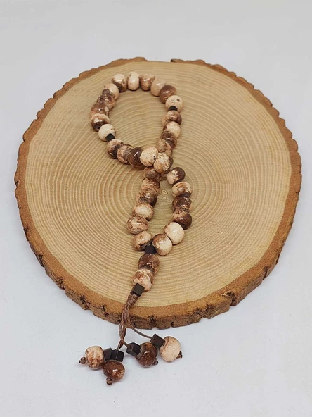 Anadolu Toprağı Serisi 33’Lük Kahverengi Renk Seramik Boncuk Tesbih 8-9mm (54308) - Resim 4