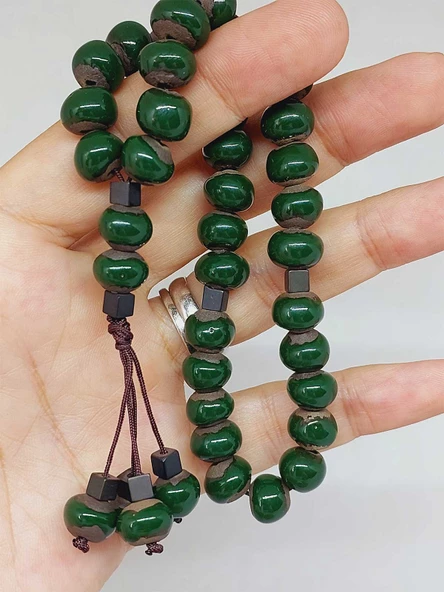 Anadolu Toprağı Serisi 33’Lük Yeşil Renk Seramik Boncuk Tesbih 8-9mm (54268) - 5