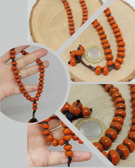 Anadolu Toprağı Serisi 33’Lük Turuncu Renk Seramik Boncuk Tesbih 8-9mm (54290) ürün görseli