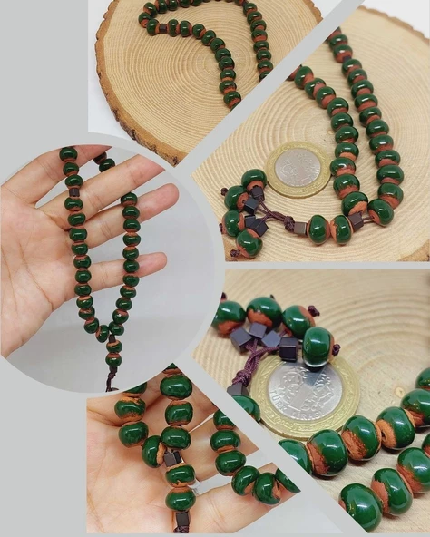 Anadolu Toprağı Serisi 33’Lük Yeşil Renk Seramik Boncuk Tesbih 8-9mm (54264) ürün görseli