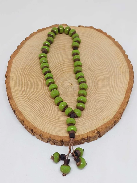 Anadolu Toprağı Serisi 33’Lük Yeşil Renk Seramik Boncuk Tesbih 8-9mm (54292) - Resim 4