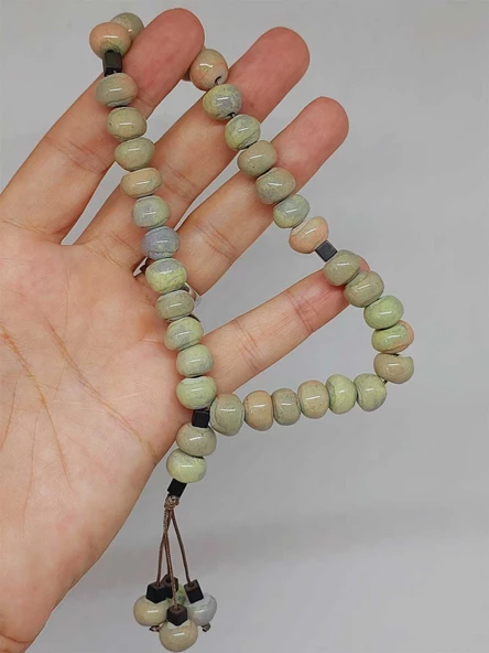 Anadolu Toprağı Serisi 33’Lük Yeşil Renk Seramik Boncuk Tesbih 8-9mm (54230) - Resim 2