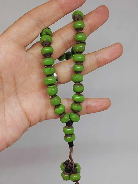 Anadolu Toprağı Serisi 33’Lük Yeşil Renk Seramik Boncuk Tesbih 8-9mm (54292) - Resim 2