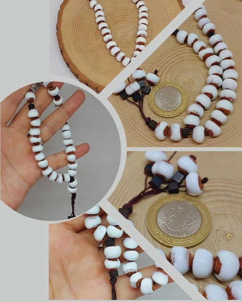 Anadolu Toprağı Serisi 33’Lük Beyaz Renk Seramik Boncuk Tesbih 8-9mm (54280) ürün görseli