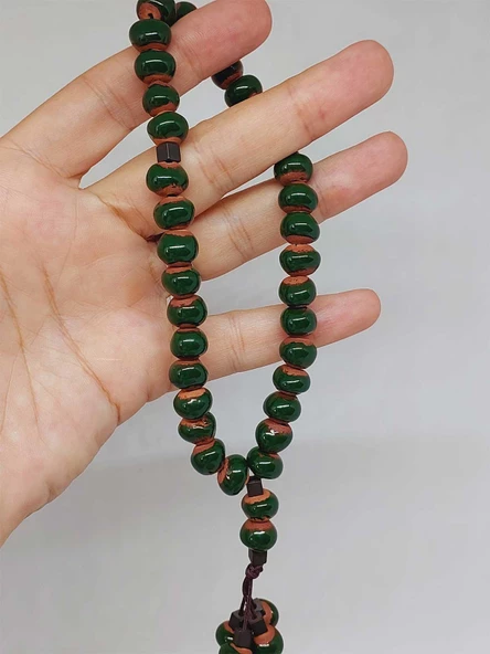 Anadolu Toprağı Serisi 33’Lük Yeşil Renk Seramik Boncuk Tesbih 8-9mm (54264) - Resim 2