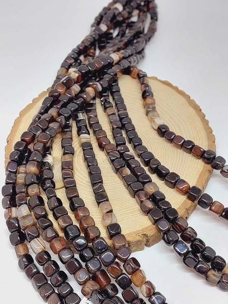 Akik Taşı Küp Şekilli 6-7mm Aralığı Dizi (54446) - Resim 3